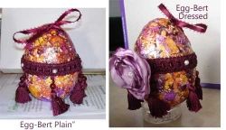 Altered Easter Egg with Big Purple Ribbon
