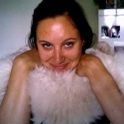 Woman Cat Bearding with White Persian Cat