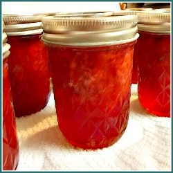 Homemade preserves: Strawberry Jam in Half Pint Jars
