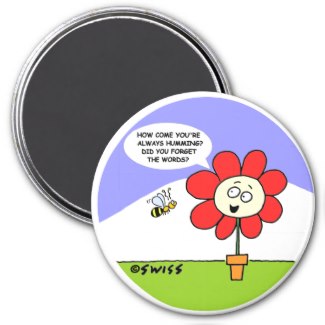 Cute Flower and Bee Kitchen Magnet