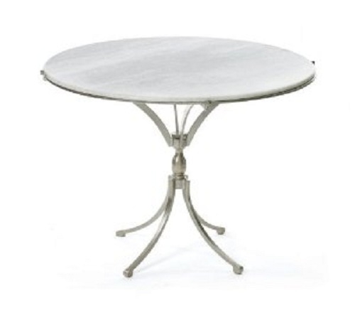 Classic Art Deco-style marble-topped French Bistro table.  Use it anywhere, in the breakfast area, as a game table, in a covered porch, or in the bedroom, with a pair of pull-up chairs, to enjoy morning coffee.