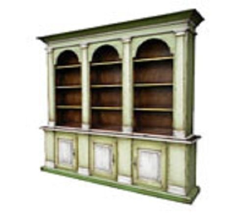 A lovely storage piece, the 'Murano Hutch' from Bima Trading, is made in the Americana style, and features the emerging trend color of grassy green.  Finished with a distressed painted and stained look, this hutch, showcasing both open and hidden sto