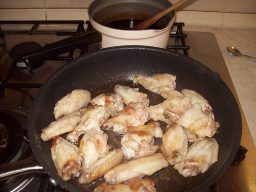 frying the chicken for the first time
