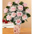 One Dozen Pink Roses with Vase