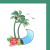 Two Palm Tree and Wave-Hawaiin Style Two Palm Tree and Wave-Hawaiin Style