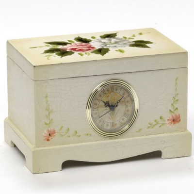Close View of Victorian Rose Clock BoxAvailable on Amazon