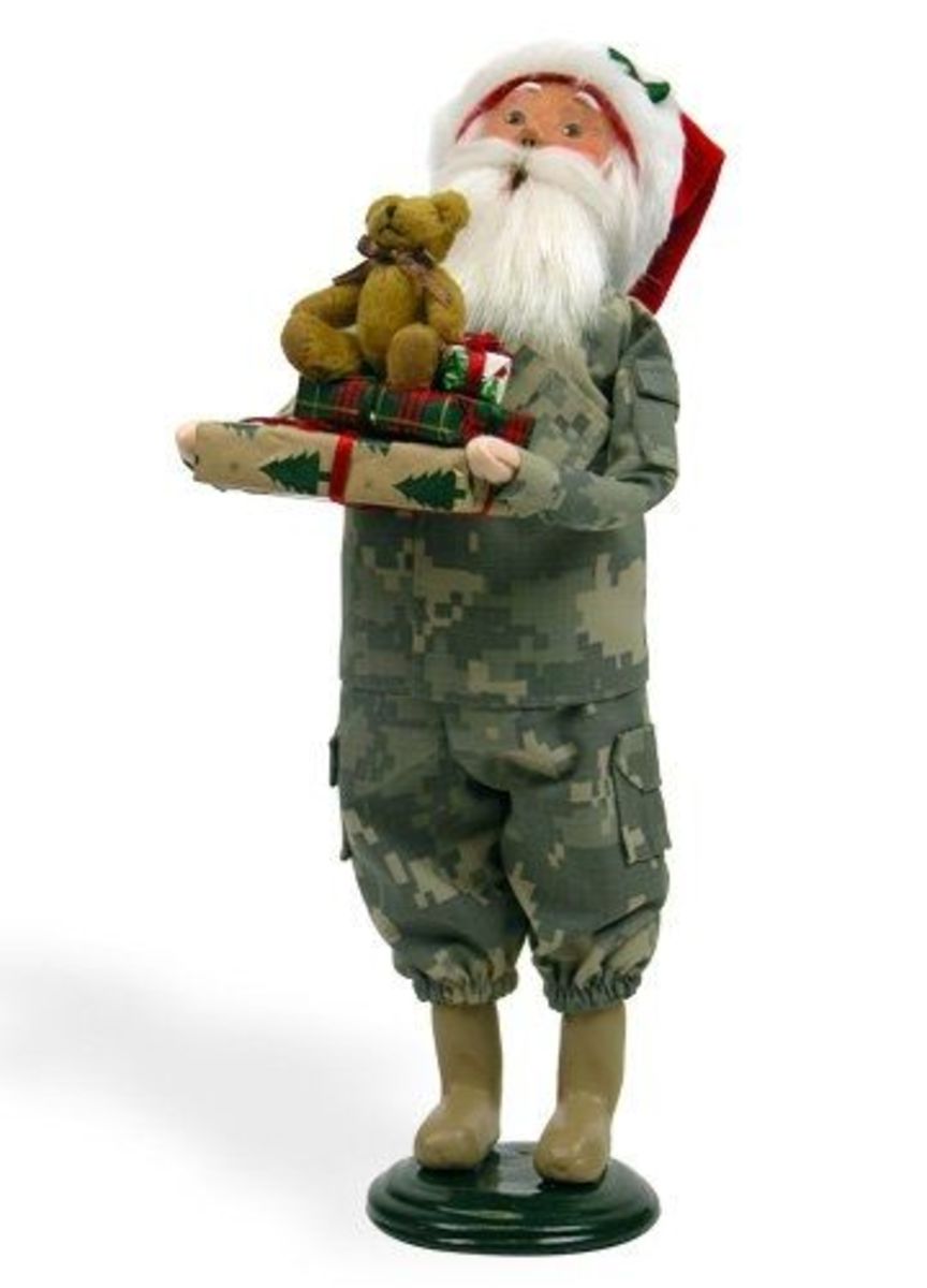 Byers Choice 13" Camouflage Santa Available on Amazon.