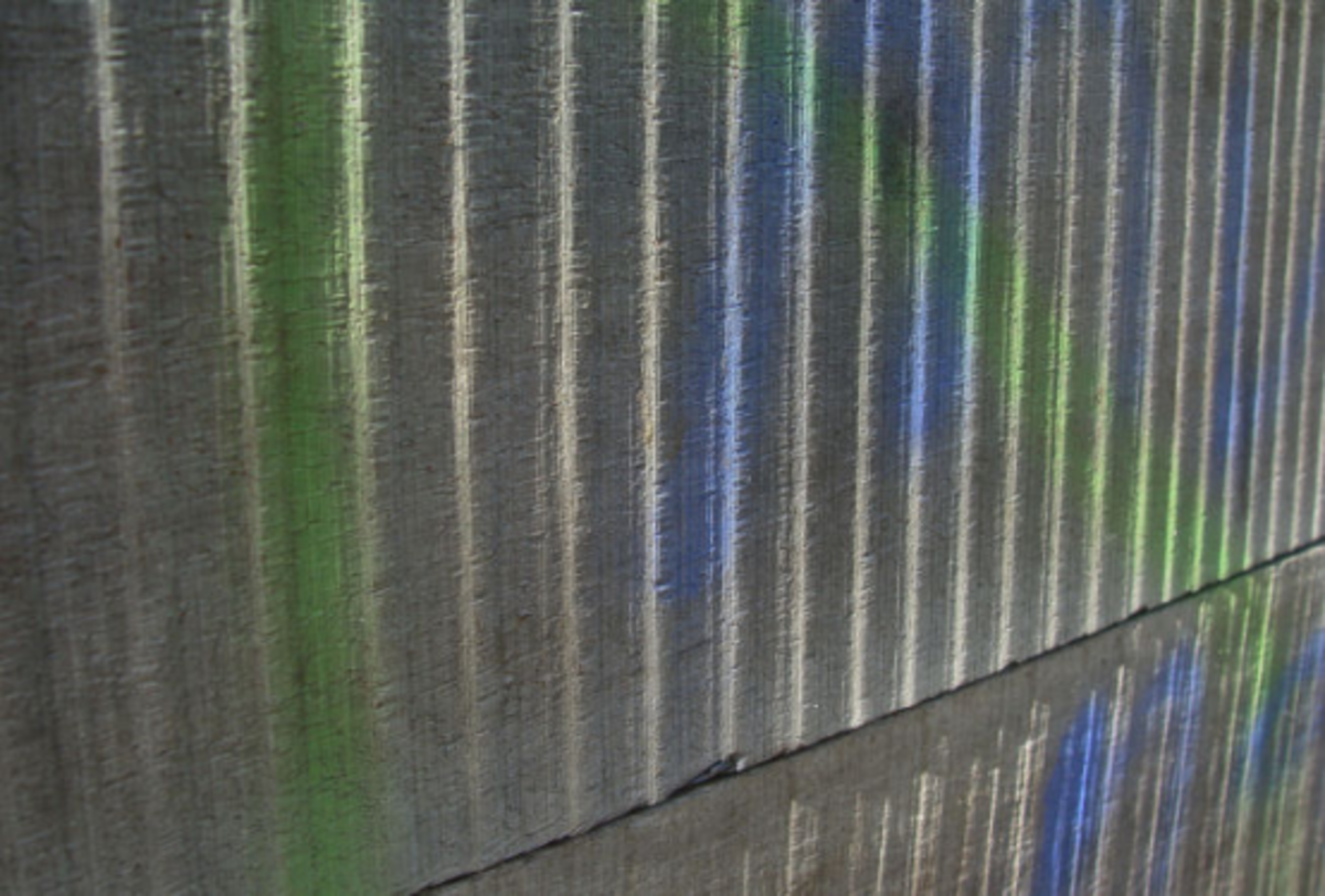 Paint on a corrugated wall