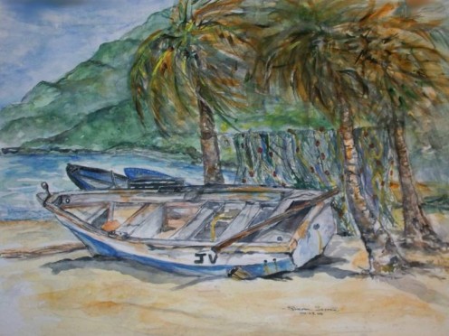Boat at Maracas - Original art by Sharrie69