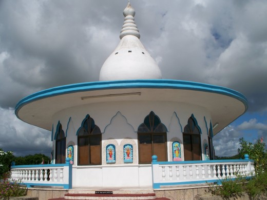 Temple in the Sea - built on land that was reclaimed bucket by bucket by a devotee