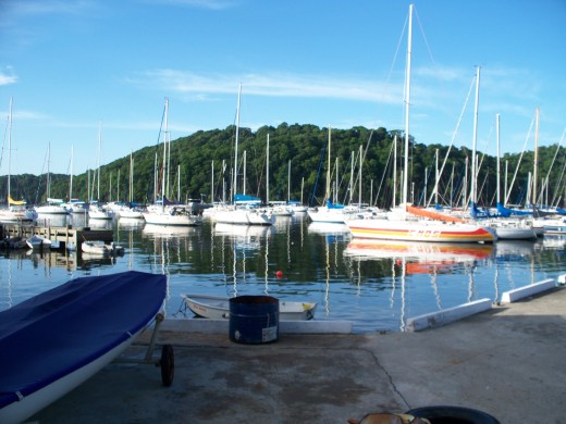 Boats anchored in Chaguaramus