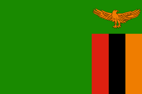 The flag the Republic of Zambia.  Click on this flag to go to Zambia's official website.