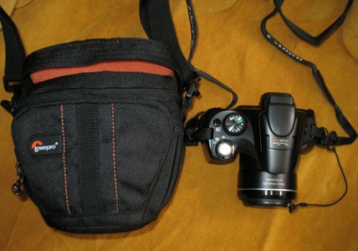 The Lowepro Adventura TLZ 15 Top Loading Bag Next to My Camera