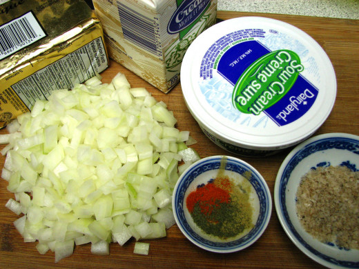 First, gather your ingredients.  Not pictured; flour and milk.