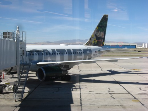 Frontier Airlines at the gate at Tucson International Airport