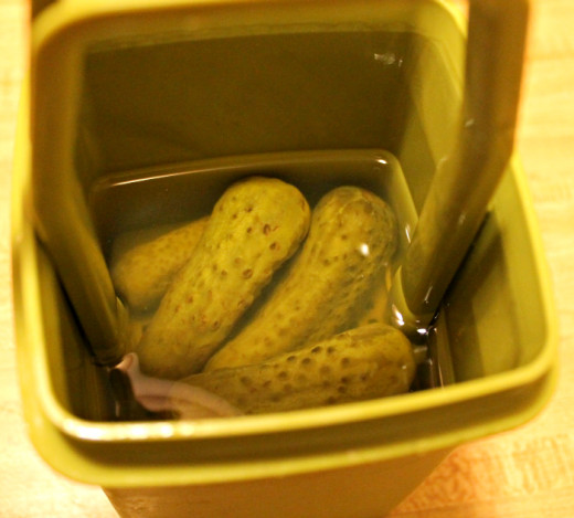Pickles in the juice.