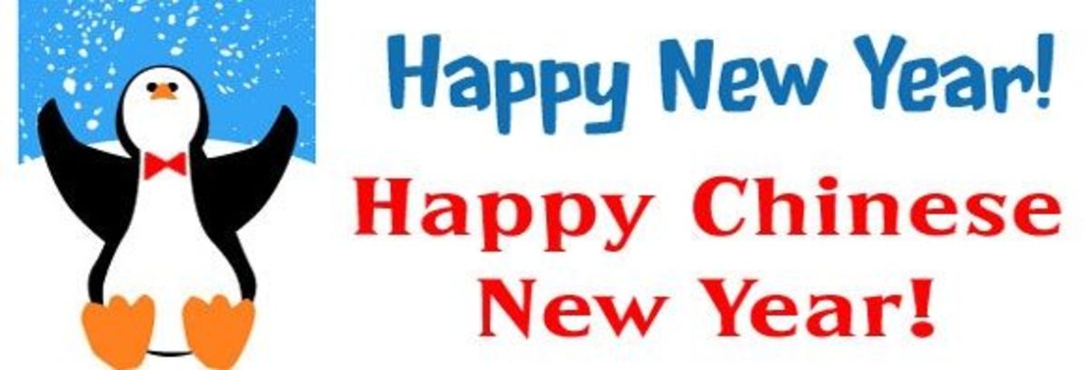 Happy New Year Clip Art with Penguin