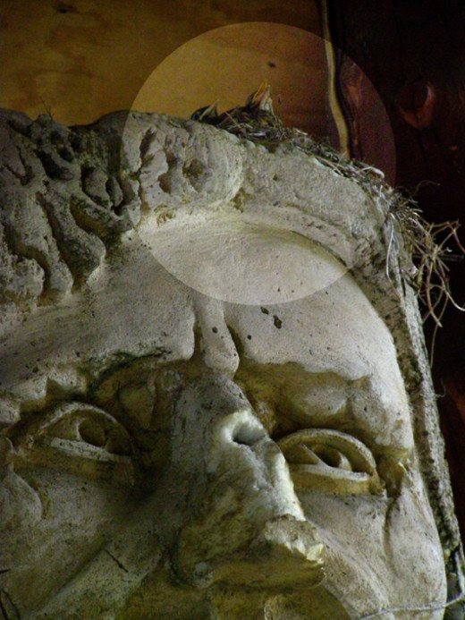 Robin's nest atop a sculpture in our cabana.