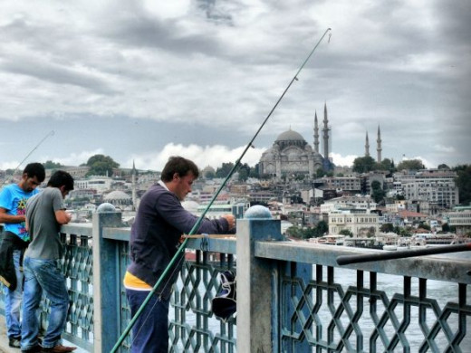 fisherman on Galata bridge