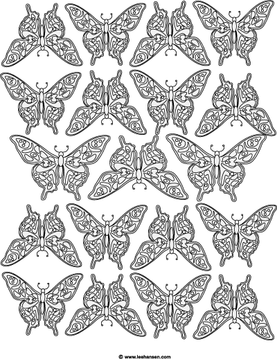 Adult coloring design: butterfly poster