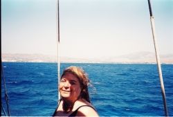 Mother liked to swim. I took this photo in  a boat trip Ayvalik-Turkey. She was 56.